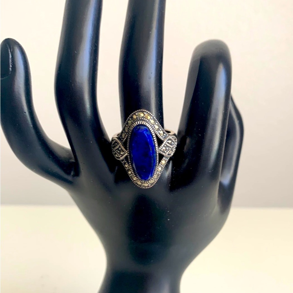 Swarovski Marcasite Sterling Silver Lapis Ring